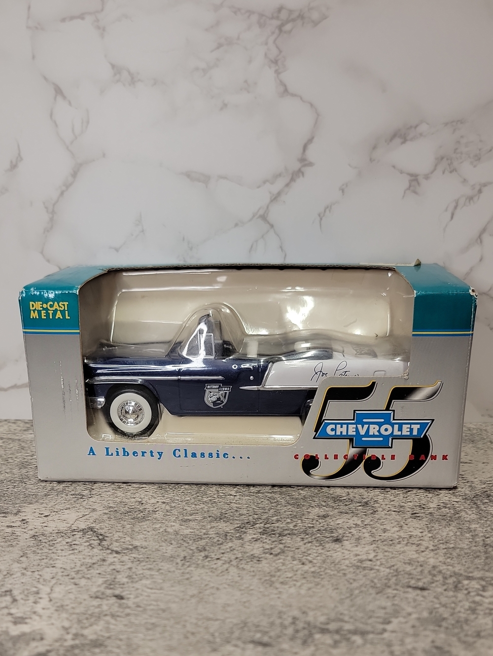 Vintage Joe Paterno Penn State 1955 Chevrolet Die Cast Bank, New in Box